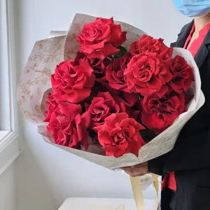Red Ecuadorian Rose Signature Fluffed Bouquet